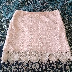 Light pink crochet lace skirt
